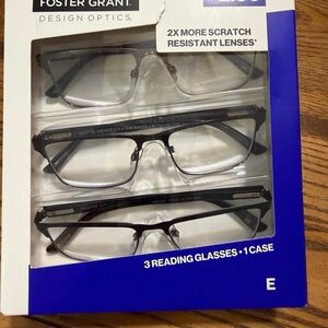 Foster Grant Reading Glasses +2.50 | 3 pack | Metal Square Readers Open Box